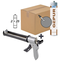 PACK PROMO 50 MASTICS POLYURETHANE HM GEPUR GRIS + 1 PISTOLET MASTIC ATOM H48
